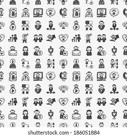 seamless doodle people pattern