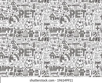 seamless doodle pet pattern