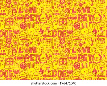 seamless doodle pet pattern