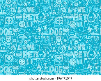 Seamless Doodle Pet Pattern