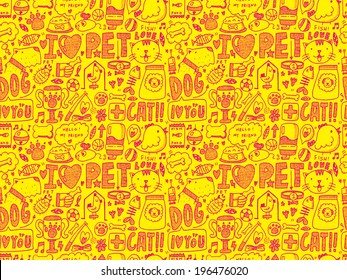 seamless doodle pet pattern