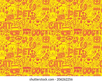 seamless doodle pet pattern