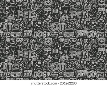 seamless doodle pet pattern