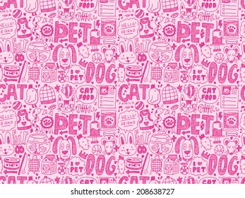 seamless doodle pet pattern
