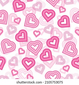 seamless doodle pink heart shape stamp pattern background , kids pattern