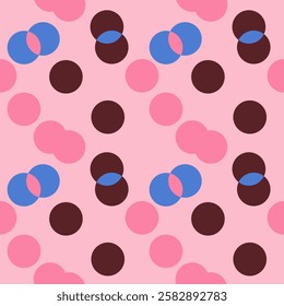 seamless doodle polka dot pattern on pink background. christmas festival.