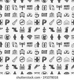 seamless doodle public sign pattern