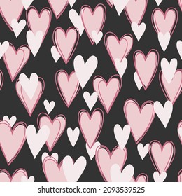 Seamless doodle romantic pink heart.