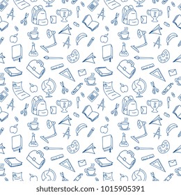 Premium Vector  Seamless pattern with school icons vector