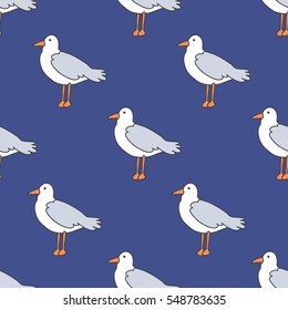seamless doodle seagull. vector illustration