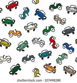 seamless doodle set of cars for design