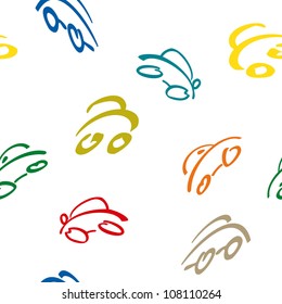 seamless doodle set of cars for design repeating