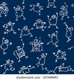 seamless doodle set of funny sheeps pattern