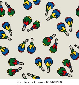 seamless doodle set of music instruments shakers