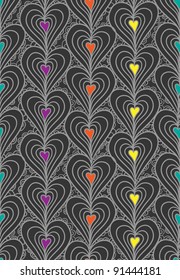 Seamless doodle silver hearts pattern