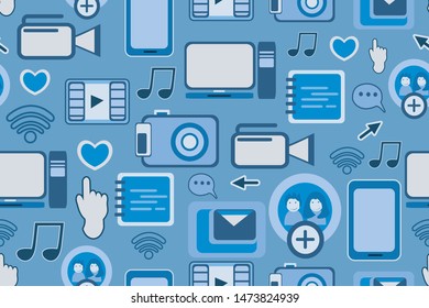 Seamless doodle social media pattern background vector illustration