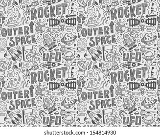 seamless doodle space pattern