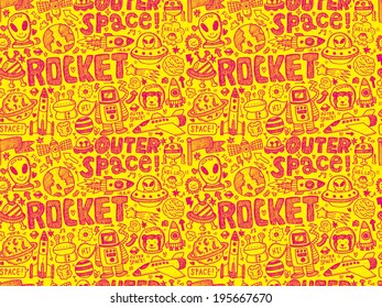 seamless doodle space pattern