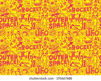 seamless doodle space pattern