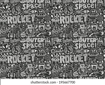 seamless doodle space pattern