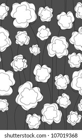 Seamless doodle stick floral pattern.