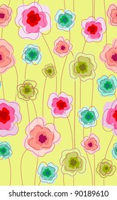 Seamless doodle stick floral pattern.