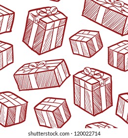 Seamless doodle style Christmas or holiday presents vector background. Ready to be tiled.