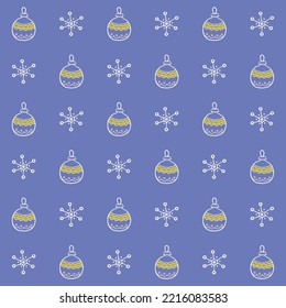 Seamless doodle style Christmas pattern. Cute background with Christmas or New Year elements. Vector illustration for wrapping paper, fabric, textile, scrapbook. 