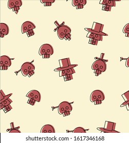 
seamless doodle style skull pattern; skull wallpaper; skull concept for t-shirts and pants no.1