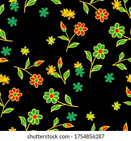 Seamless Doodle with Summer Blossoms in Country