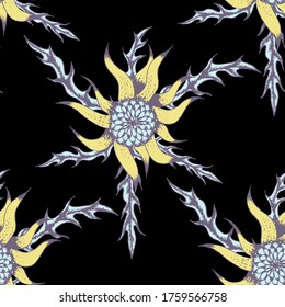 Seamless Doodle with Summer Blossoms in Country
