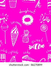 Seamless doodle sweets pattern.