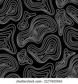 Seamless doodle texture, hand drawn on a black square background. Loops, curls, stripes. Used for printing on paper, fabric, packaging, wallpaper. Eps10.