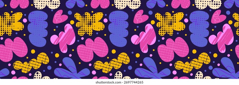 Seamless doodle texture pattern with abstract clouds and organic shapes. Wallcoverings and surface pattern design