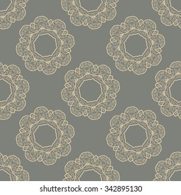 Seamless Doodle Tile on Gray Background, stylized wallpaper tile