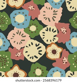 seamless doodle tiny cute flowers pattern background