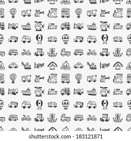 Seamless Doodle Transport Pattern