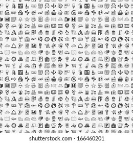 seamless doodle travel pattern