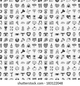 seamless doodle Valentine's Day pattern