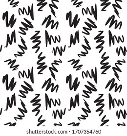 Seamless Doodle vector hand-painted pattern. Abstraction of brush strokes. Black and white, you can set any background. Suitable for Wallpaper, textiles, covers and other decoration materials.