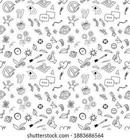 Seamless doodle vector set illustration with hand draw line art style vector.