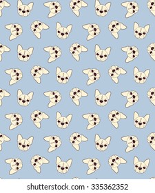 Seamless doodle vintage pattern with a bulldog. 