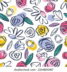 SEAMLESS DOODLE WATER COLOR PATTERN IN  EDITABLE VECTOR FILE