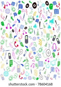 seamless doodle web icons