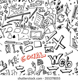 Seamless doodle web infographics background vector illustration