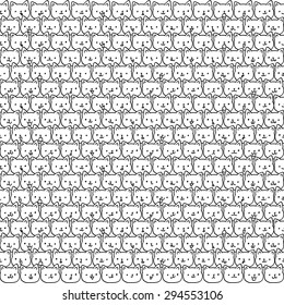 seamless doodle white cat pattern.