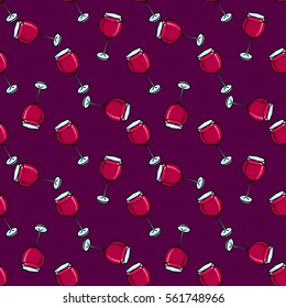 Seamless doodle wineglass background