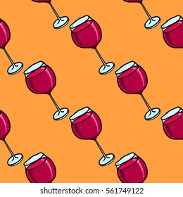 Seamless doodle wineglass background