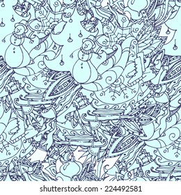 Seamless doodle winter background