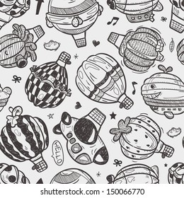 seamless doodlehot air balloon  pattern